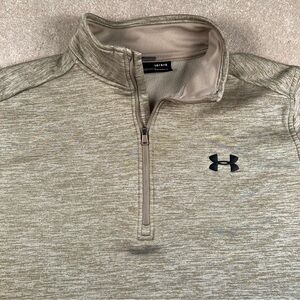 Under Armour Sweatshirt Pullover Quarter Zip Tan Coldgear Loose Fit Men's Large